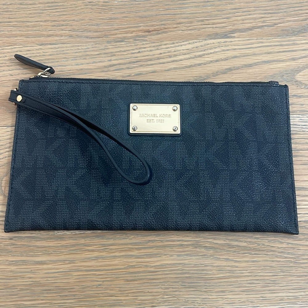 Michael Kors Black Leather Wristlet
